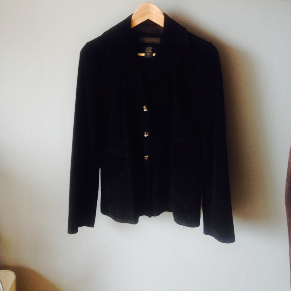 Banana Republic Chocolate Brown Suede Blazer Jacket - Picture 4 of 5